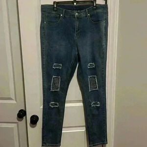 Venus NWOT Bling Mesh Holes Jeans Denim size 16 Y2K style